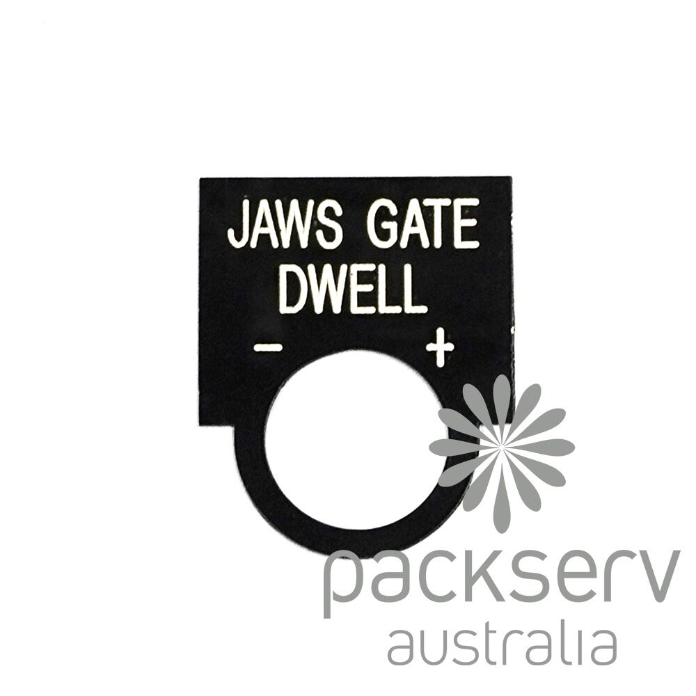 Jaw Gate Dwell Label Plate - Rounded, Steel (LPR-JGD)