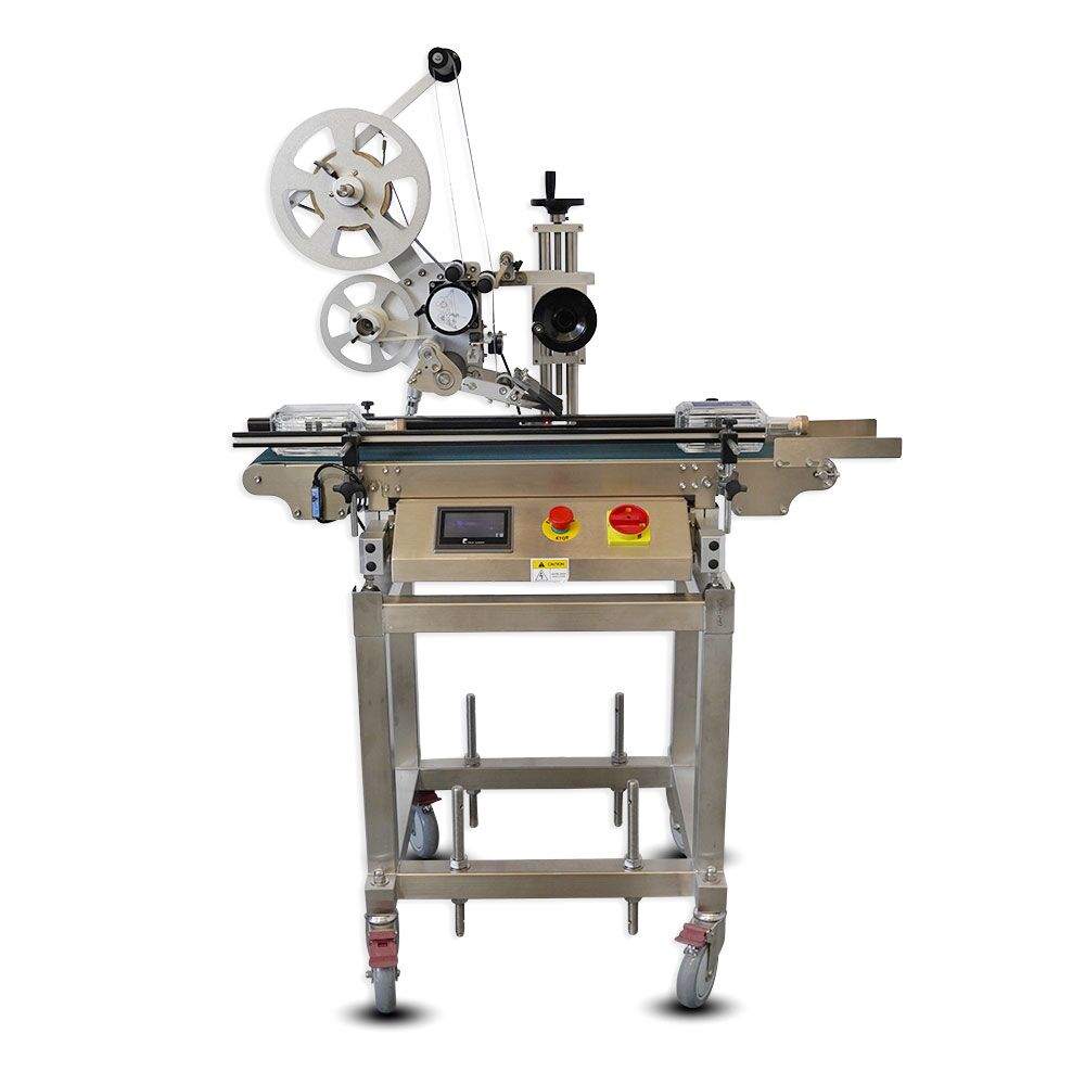 ELF-20 automatic top labeller on mobile trolley frame